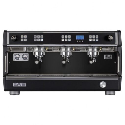 Dalla Corte EVO2 ,μαύρη, blackboard , μηχανή espresso με 3 group, μπροστινή όψη