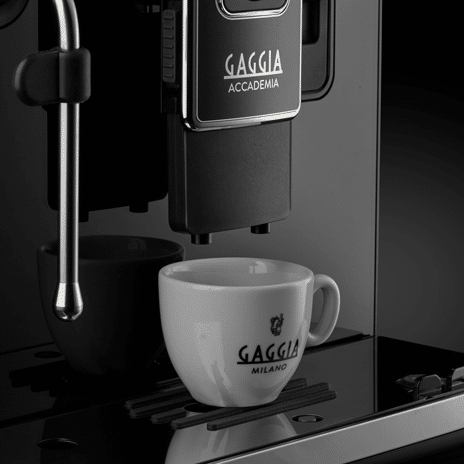 Gaggia Accademia Glass Black πρόσοψη και σχάρα
